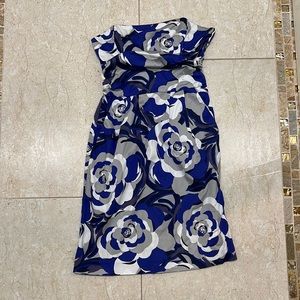 Banana Republic Blue Floral Strapless Dress (with pockets!)
